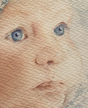 Detail Baby Face Aquarellbild 28 x 38 cm Petra Wetzig Künstlerin