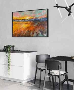 Feel the sunlight leuchtendes ölgemälde kunst gelb orange türkis Künstlerin Petra Wetzig