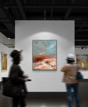 Sea Light Ölgemälde handgemalt mixed media türkis blau orange Künstlerin Petra Wetzig