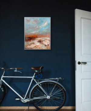 Sea Light Ölgemälde modern mixed media türkis blau orange Künstlerin Petra Wetzig
