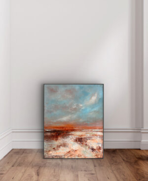 Sea Light Ölgemälde natur mixed media türkis blau orange Künstlerin Petra Wetzig